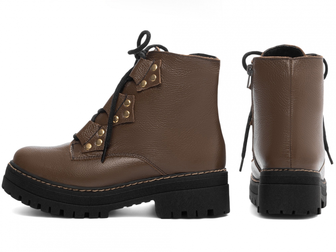 Bota Coturno Sola Tratorada Couro